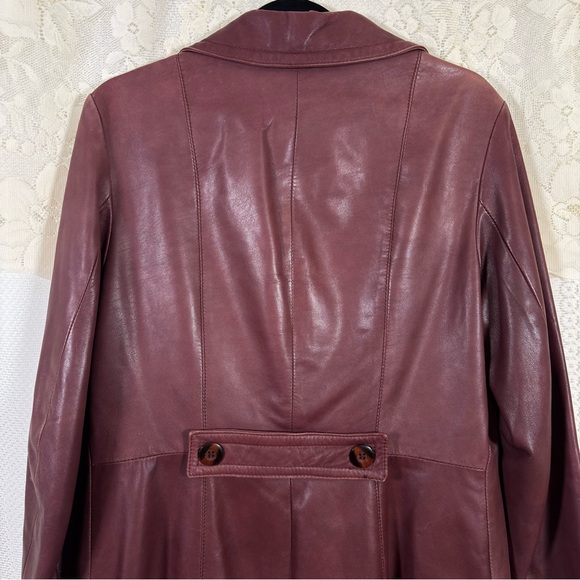 Vintage Danier Italian Leather Blazer Jacket Burgundy Mid Length Size Medium - Picture 7 of 10